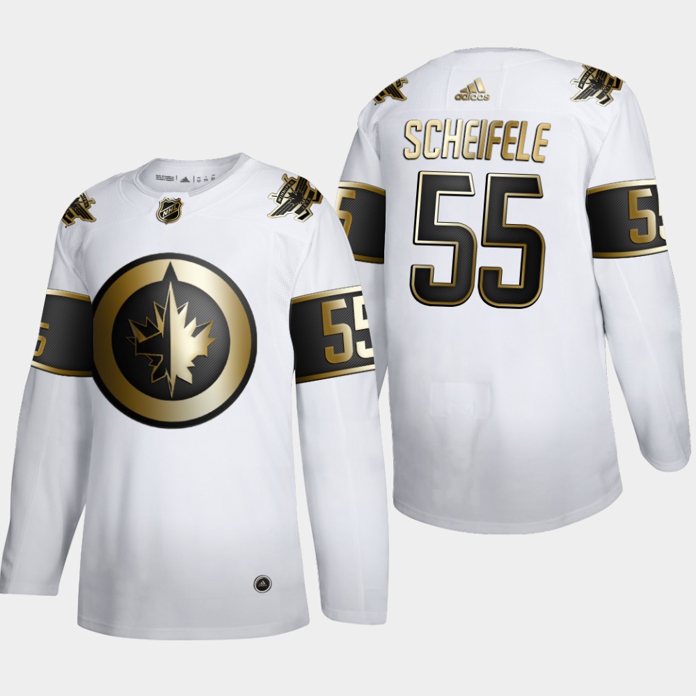 Men Winnipeg Jets #55 Mark Scheifele Adidas White Golden Edition Limited Stitched NHL Jersey